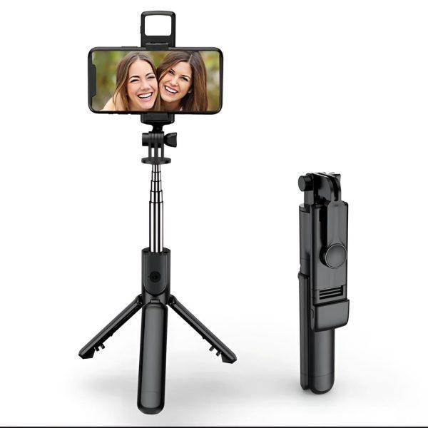 4 in 1 Selfie Stick Tripod With Light & Bluetooth Remote (Foldable & Extendable 70 cm Mobile Holder)